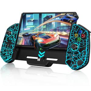 Switch Controller with Hall Joystick for Nintendo Switch/OLED, Wired Switch Pro Remote Controller with Turbo/4 Game Slot/Dual Motor,Handheld Joypad Replacement for Nintendo Switch Controller (Black Crack)