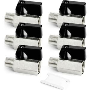 GASHER 6PCS 1/4 Inch Mini Brass Ball Valve Shut Off Switch, 1/4 Inch Male x Female NPT Thread Pipe Fitting