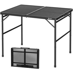 VILLEY Grill Table, 3ft Folding Camping Table with Aluminum Adjustable Legs, Portable Lightweight Camp Table for Beach Picnics and Outdoor Cooking, 3 Feet X 23.6 Inches X 25 Inches