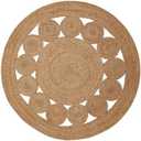 Tepo Round Jute Rug 3 ft, Braided Area Rug for Kitchen, Living Room and Bedroom, 100% Natural Rustic Hand Woven