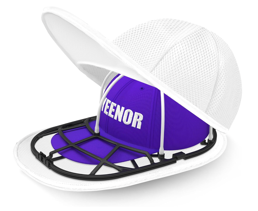 YEENOR Hat Washer Cage with Mesh Bag â€“ Baseball Cap Cleaner for Washing Machine & Dishwasher, 1 Set (Assembly Required)