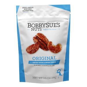 BobbySue's Nuts Original Style, All Natural, Healthy Snack, Gluten Free, Low Sugar, and High Protein Nuts Mix of Almonds, Cashews, Pecans, 3.5 Oz, 1 Pack, Best before: 12/22/2025