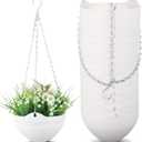 Zopeal 16 Pack Self Watering Hanging Planters 8 Inch Indoor Outdoor Hanging Planter Pots White Plastic Hanging Flower Pots Hanging Planter Basket Container with Drainer and Hanging Chain