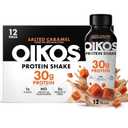 Oikos Protein Shake, Salted Caramel, 30g High Protein Drinks, Shelf Stable, Ready to Drink, 5g Prebiotic Fiber, 12 fl oz Bottle, 12 Count, BB Date: 05/08/27