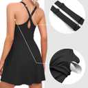 Heathyoga Tennis Dresses for Women Athletic Dress with Shorts Underneath Workout Dress with Pockets Summer Golf Outfits (Black, M)