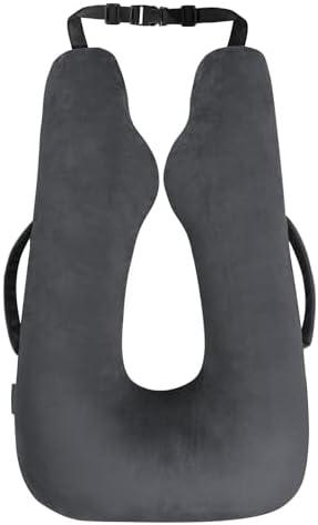 TinlyFinly Car Travel Pillow for Kids Adults, Raised Padding Head and Neck Support Car Seat Sleeping Pillow for Toddlers, Portable U Shaped Body Pillow for Car Seat On Road Trip (Black)
