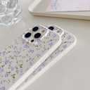 for iPhone 16 Pro Case Cute Flower Floral Light Purple Rose Design Vintage Shockproof Soft Women Girls Slim TPU Fashion Protective Phone Cover