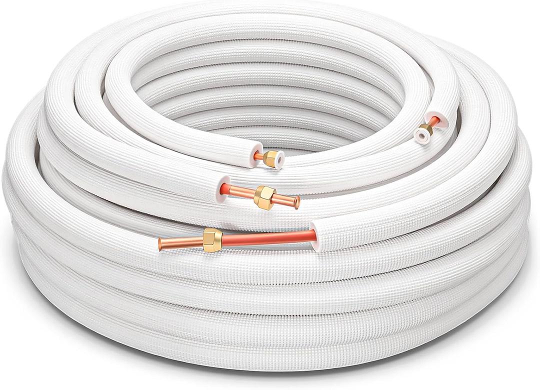 Relaxweex 50 ft Mini Split Line Set 1/4" & 1/2" O. D. Copper Aluminum Tubes with Insulation for Mini Split Air Conditioner Heat Pump System Residencia
