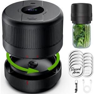 Mason Jar Vacuum Sealer Kit, Electric Sealer for Wide, Regular Mouth Mason Jars, Portable Vacuum Sealer for Jars, Birthday Gifts for Her, Gifts for Mom, Grandma (Black)