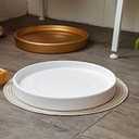 15 Inch Large Ceramic Saucer - Ceramic Drainage Tray for Plant Pot (Matte White)