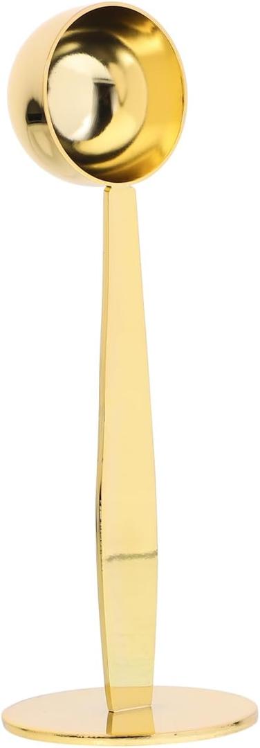 2-in-1 Stainless Steel Measuring Spoon with Pressed Bottom Coffee Scoop and Tamper for Espresso Grounds Milk Powder Sugar 5.78 Inch