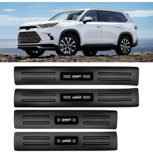 BIBLOZ ABS Material Door Sill Protector Compatible with Toyota Grand Highlander (Include Hybrid) LE/XLE/Limited/Platinum Accessories 2024 2025 2026 Door Sill Guards Trim(Not for Highlander)