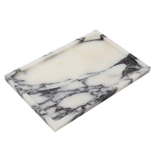 Adolif Marble Vanity Tray, Rectangle Stone Vanity Trays for Perfume, Cosmetics, Jewelry, Candle, 12 x 8 Inch