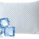 Cooling Shredded Memory Foam Pillow Queen Size - Adjustable Loft for Back & Side Sleepers, Breathable & Supportive Bed Pillow with Removable Washable Cover(Queen Pack of 1) (White)