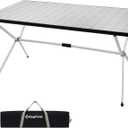 KingCamp Large Folding Camping Table Aluminum Roll Up Table Oversized Camp Table Stable Portable Outdoor Folding Table for Picnic Camping BBQ Backyard Party, 57.4''×31.4'' 6-8 Person,Support 176lbs
