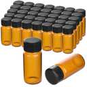 ESHATO 100 Pack 2ML Glass Sample Vial, Liquid Sampling Small Glass Bottle with Black Plastic Screw Caps,Leakproof,Light Weight and Corrosion Resistance(Brown)