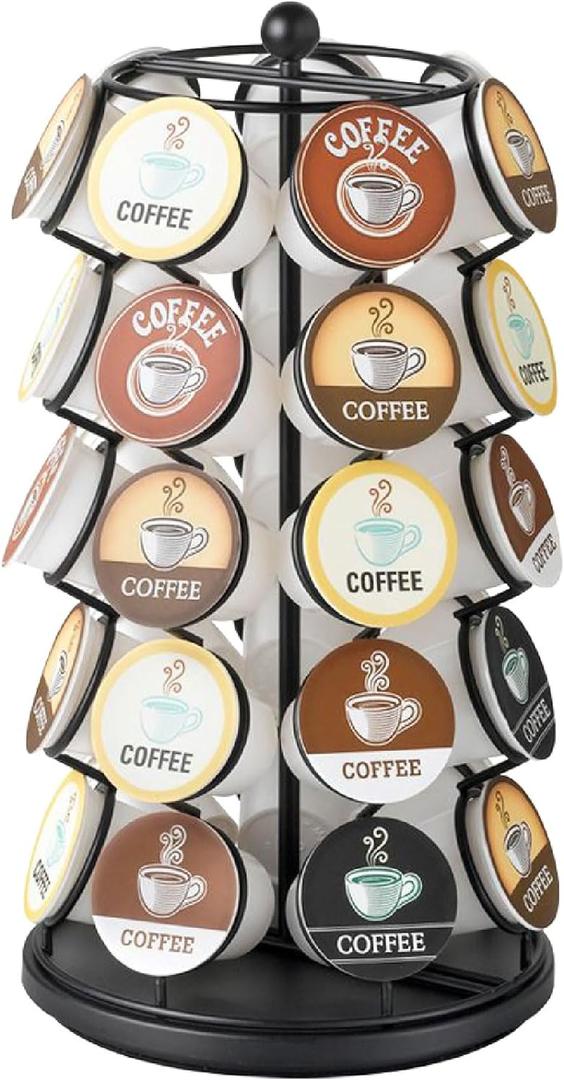 Nifty K Cup Holder Compatible with K-Cups, Coffee Pod Carousel | 35 K Cup Holder, Spins 360-Degrees, Lazy Susan Platform, Modern Black Design, Home or Office Kitchen Counter Organizer