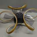 Ceiling Fan with Light Low Profile with APP Remote 6 Speeds 3 Colors 20.5 Dimmable Small Flush Mount Bladeless Modern Reversible Geometric Fandelier for Living Room Bedroom Kitchen, Gold