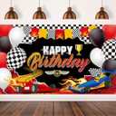 Car Racing Happy Birthday Backdrop - Car Themed Party Decorations, Photo Background, Party Supplies for Birthday Photography Decor, 72.8 x 43.3 Inches, 2 Pack