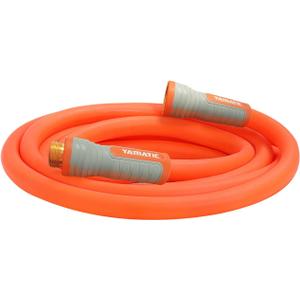 YAMATIC Heavy Duty Short Garden Hose 5/8 in x 10 ft with Swivel Fitting, Super Flexible Leader hose,All-weather, Lightweight, Burst 600 PSI (Orange)