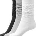 BomKinta Slouch Socks Women Thigh High Boot Socks Soft Scrunch Socks Size 5-11 (Black White Grey -3 Paris)