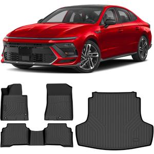 Floor Mats & Cargo Liner for Hyundai Sonata Hybrid 2020-2026, All-Weather TPE Custom Fit Car Liners Accessories, Full Coverage for Sonata High Edges Waterproof Anti-Slip 1st & 2nd Row & Trunk Mat