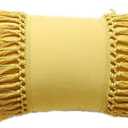 Tassel Throws Pillow Yellow Cotton Fringed Boho Decorative Pillows,12"X20"
