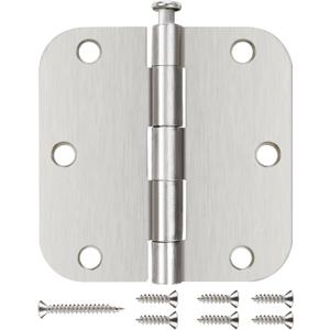 Interior Door Hinges Brushed Nickel 3 Pack Rounded Bedroom Door Hinge Satin Nickel 3.5 x 3.5 inch,5/8 Radius 3 "x 3 " Silver 3 1/2 Inch Door Hinges for RV Trailer Residential Hinges for Wood,Doors