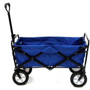Mac Sports Heavy Duty Steel Frame Collapsible Folding 150 Pound Capacity Outdoor Camping Garden Utility Wagon Yard Cart, Blue