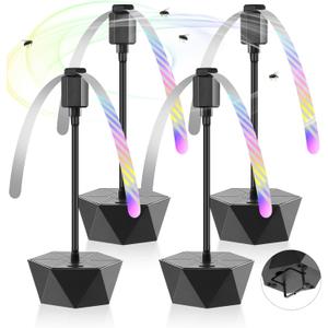 Fly Fans for Tables, Repellent Fans Keep Flies Away, Fly Spinner Table Top with Holographic Blades, Flies Deterrent for Picnic, Party, BBQ (Black, 4 Pack)