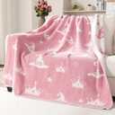 Witch Hat and Pink Crown Blanket for Girls 50 x 60 Inch Reversible Witch Theme Throw Blanket Fun Team Gifts for Christmas Halloween Thanksgiving Gift Decoration