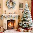 2 x 24 Pcs Christmas Bows for Tree, Light Blue Velvet Ribbon Bow for Christmas Tree, Pre-Tied Vintage Xmas Bows for Xmas Trees Wreaths Gifts Wedding Indoor Outdoor Decorations, 5 x 7 Inch