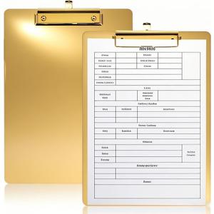 2 Pack Heavy Duty Metal Clipboards, Stainless Steel Clip Board with Low Profile Clip, A4 Letter Size File Holder for Office, Hospital, Laboratory, Jobsite, Warehouses, Hotel, Restaurant