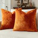 MIULEE Velvet Throw Pillow Covers Set of 2, Soft Neutral Decorative Pillow Cases with Luxurious Textured Vintage Cushion Covers for Home Decor Couch Sofa Bed,Burnt Orange 18x18 inch