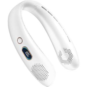VEKK Neck Fan, Portable Bladeless Fan, 6000mAh Battery USB Rechargeable, LED Display, 360 Cooling Wearable Personal Fan, 3 Speeds, Quiet, Hands Free Neck Fans for Travel, Outdoor, Camping- White