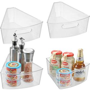 Lazy Susan Cabinet Organizer Corner Cabinet Organizer for 26" Diameter Plastic Kitchen Storage Bins 4 Pack