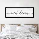 Sweet Dreams Wall Decor Above Bed Large 41''15'' Farmhouse Wall Decor for Bedroom Guest Room Decor Framed Wood Wall Art Rustic Master Bedroom Wall Decoration 01 (black frame)
