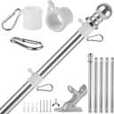 6 FT 1" Flag Poles Kit for Outside House, Aluminum Alloy Tangle Free Rings, Flagpole Kits with Bracket Holder & Rotating Flag Rings, Metal Flagpole Kit for Residential, Outdoor or Porch Silver
