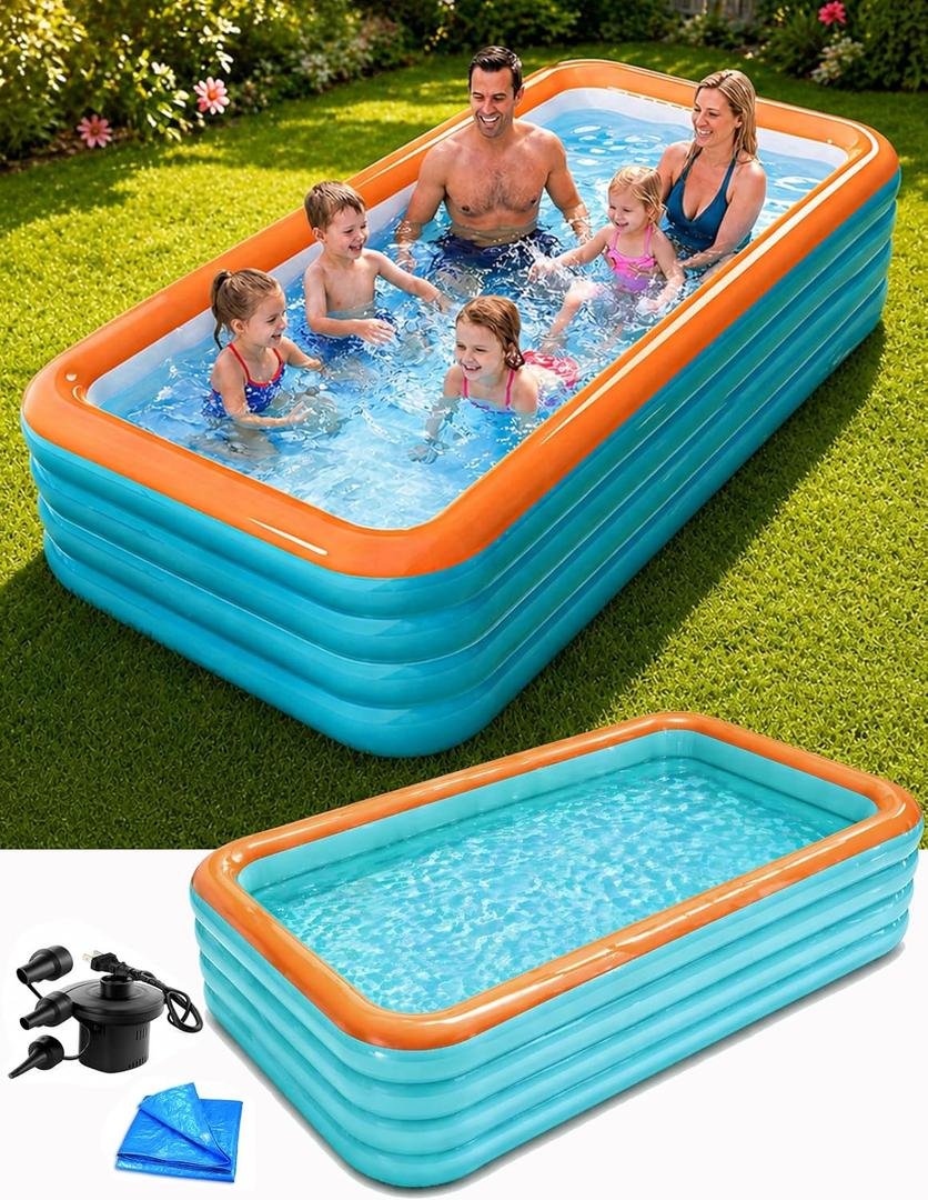 Inflatable Pool for Adults with Pump 120" X 68" X 27"