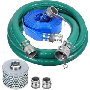 Cam and Groove 2" Suction Pump Kit - Includes 65' Blue & 20' Green PVC Hoses & Strainer & Adapter