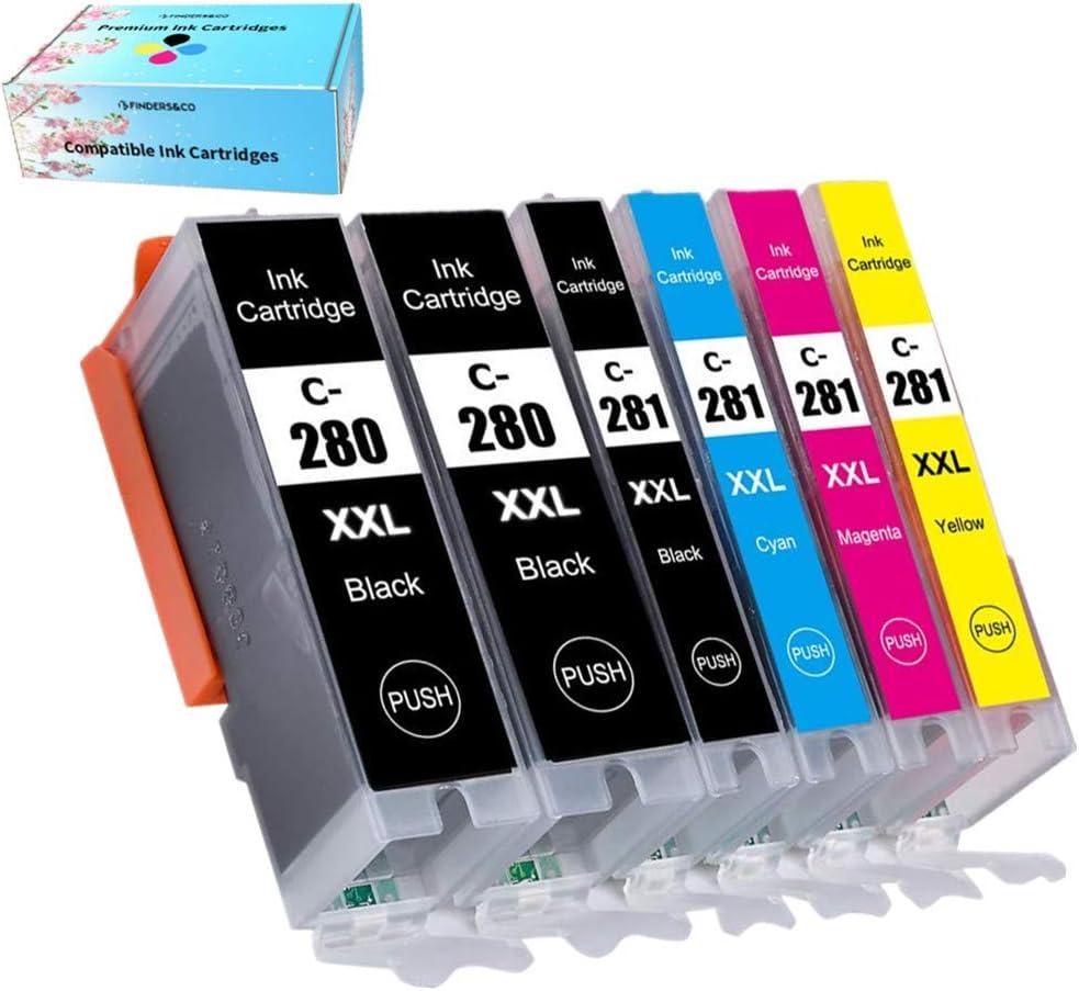 F FINDERS&CO PGI-280XXL CLI-281XXL Ink Cartridges Compatible with Canon 280 281 XXL Ink Work with Canon PIXMA TS6320 TS8120 TS8220 TS8320 TR8620 TR7520 TR8520 (2PGBK 1BK/C/M/Y, 6PK)