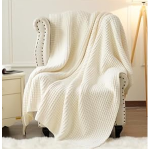 PHF Chenille Waffle Knit Throw Blanket- Plush Warm & Cozy 50" x 60" Ultra Soft Blanket- Chunky Fluffy Waffle Throws for Couch Bed Sofa - Charcoal Grey