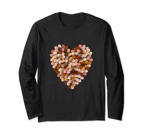 Melanin Hands Heart Valentines Day Black History Month 2022 Long Sleeve T-Shirt Size L