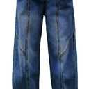 Haloumoning Boys Wide Leg Jeans Kids Casual Straight Baggy Denim Pants with Pockets 5-14 Years (9-10 Years, Dark Blue)
