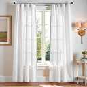 jinchan Linen Blend Curtains 84 inch Length 2 Panels for Bedroom Living Room, Light Filtering 50 inch Wide Farmhouse Drapes with Rod Pocket Back Tab(50W x 84L, Off White)