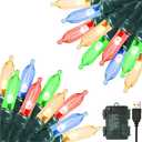 Christmas Lights 33ft 100 LED Battery String Lights with Timer Memory Function USB or Battery Powered Waterproof String Lights for Indoor Outdoor Decoration