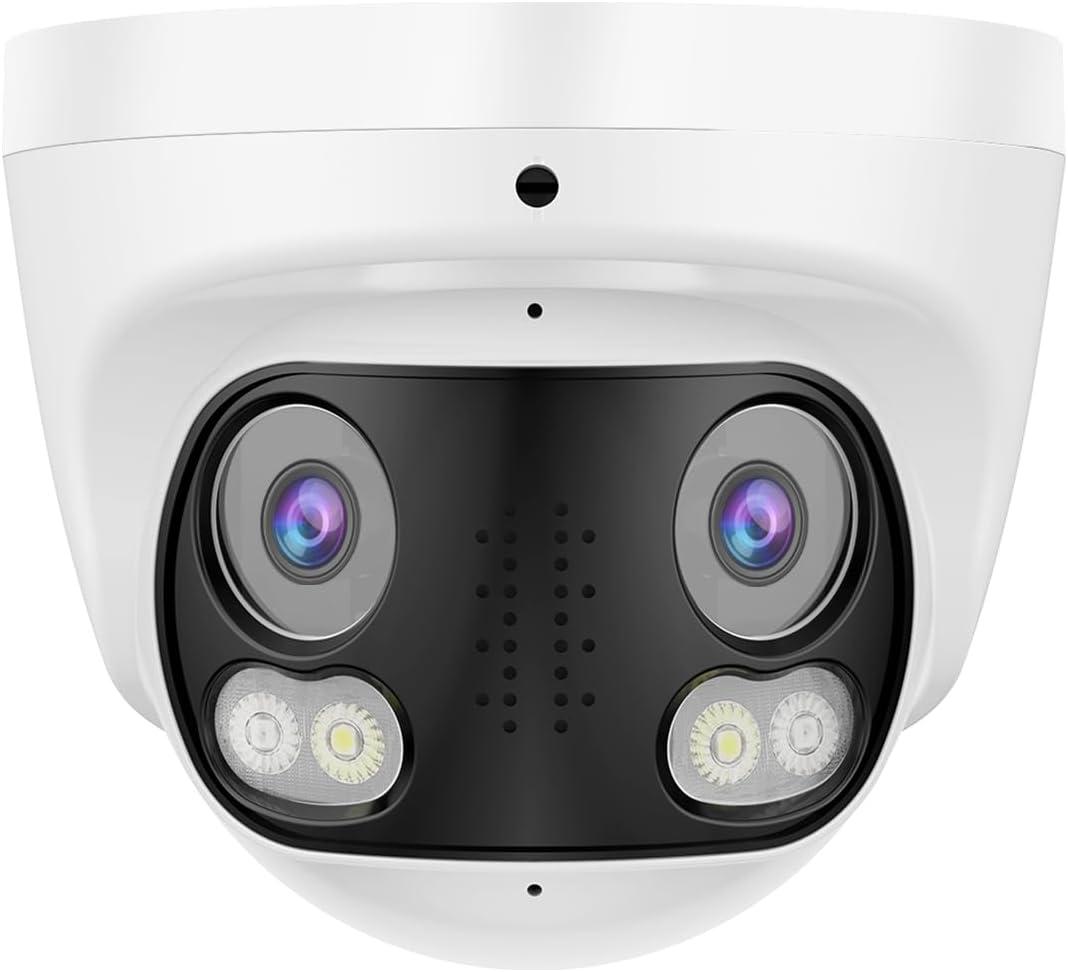 4K 8MP Dual Lens PoE IP Security Camera with 180 Ultra Wide Viewing Angle, 2 Way Talk, Human Detection, SD Card Slot(256GB), Full Color/IR2.0 Night Vision, Compatible with Third-Party NVRs