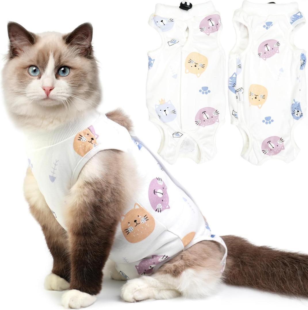 Cat Recovery Suit for Spay Abdominal Wounds, Breathable Cat Onesie for Cats After Surgery Female, Kitten Surgical Recovery Suit Female Cone of Shame Alternative for Cats Anti Licking (Large)