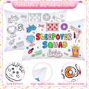 HunnmingRe 6 Pcs DIY Sleepover Pillowcase Supplies Coloring Sleepover Squad Pillow Covers Pajama Night Party Favors Color Your Own Slumber Pillowcase Arts Crafts for Birthday Overnight Gift