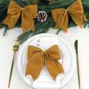 18Pcs Vintage Velvet Christmas Bow Decor - 6 Inch Cozy Rustic Ribbon Bow Ornaments for Christmas Tree, Wreaths, Garland, Gift Wrapping, DIY Crafts & Xmas Home Decoration (Khaki)